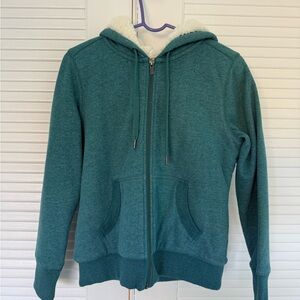 L.L. Bean Deep Teal Sherpa-Lined Zip Hoodie